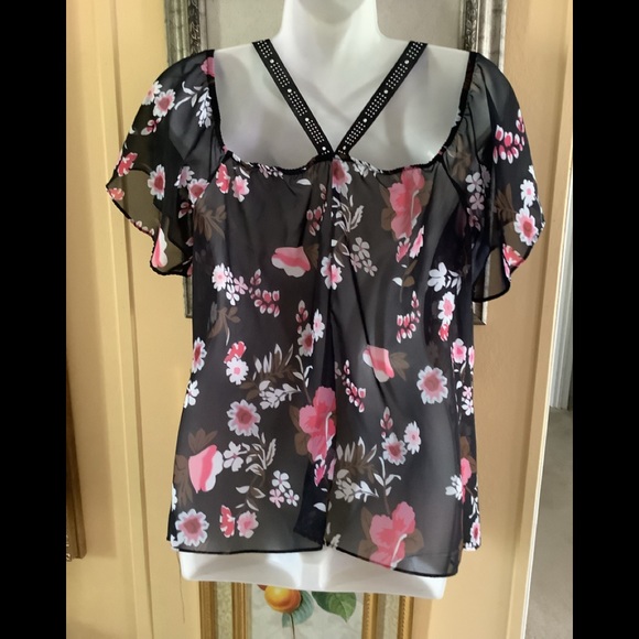 Blouse Sexy Sheer off shoulder, with stones in excellent shape size S/M … - Picture 3 of 9